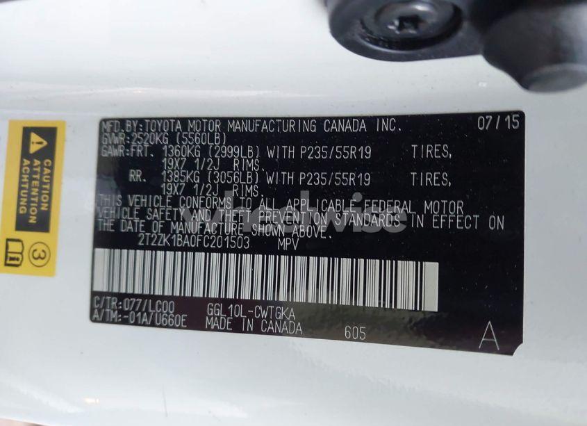 Photo 9 of 2015 Lexus Rx 350 (VIN 2T2ZK1BA0FC201503)
