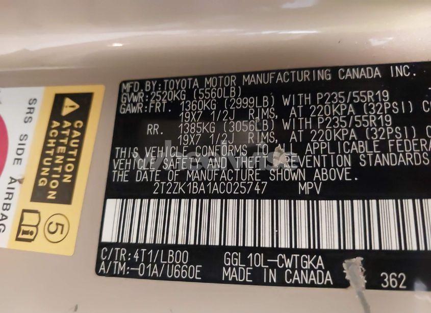 Photo 9 of 2010 Lexus Rx 350 (VIN 2T2ZK1BA1AC025747)