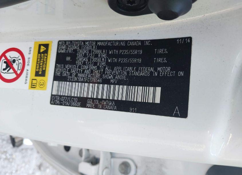 Photo 9 of 2015 Lexus Rx 350 (VIN 2T2ZK1BA1FC176546)