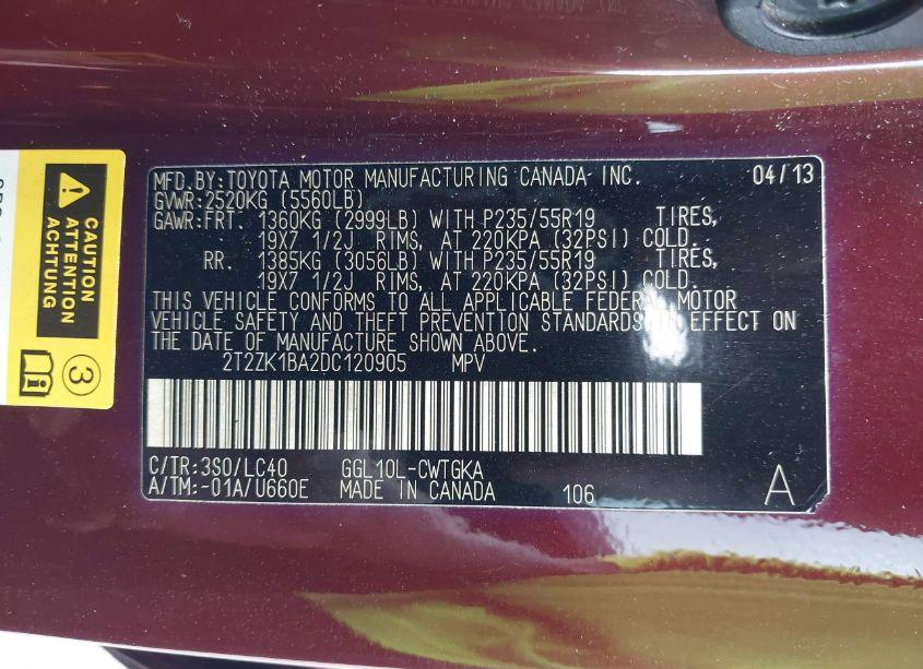 Photo 9 of 2013 Lexus Rx 350 (VIN 2T2ZK1BA2DC120905)