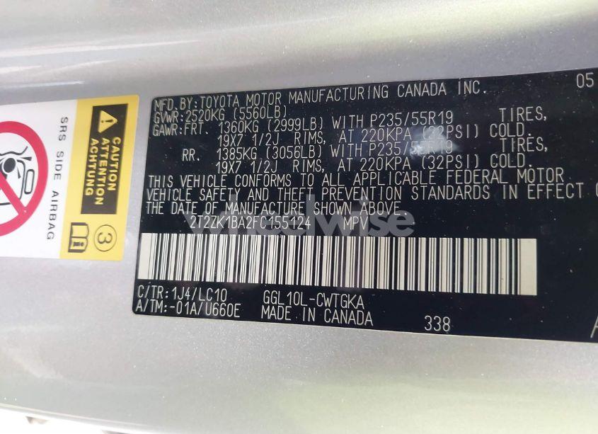 Photo 9 of 2015 Lexus Rx 350 (VIN 2T2ZK1BA2FC155124)