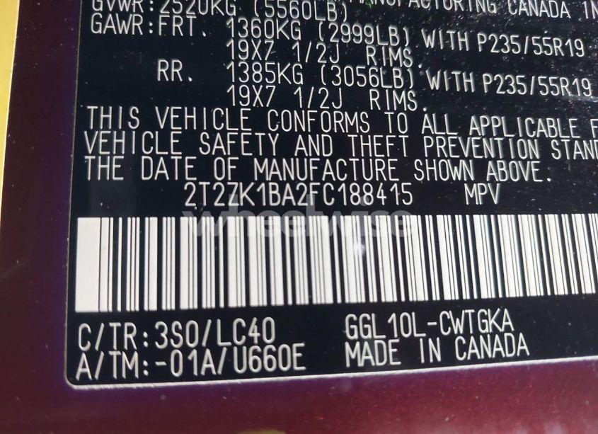 Photo 9 of 2015 Lexus Rx 350 (VIN 2T2ZK1BA2FC188415)