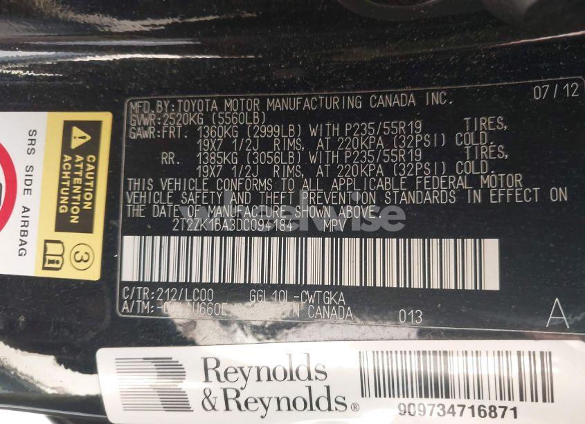 Photo 9 of 2013 Lexus Rx 350 (VIN 2T2ZK1BA3DC094184)