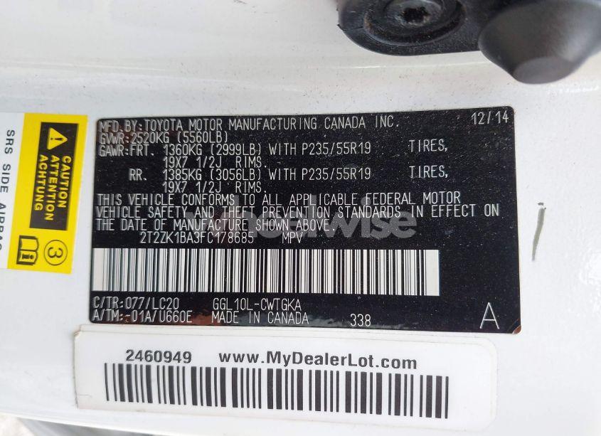 Photo 9 of 2015 Lexus Rx 350 (VIN 2T2ZK1BA3FC178685)