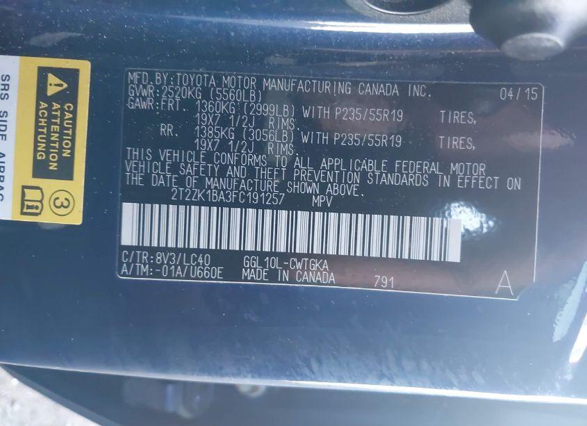 Photo 9 of 2015 Lexus Rx 350 (VIN 2T2ZK1BA3FC191257)