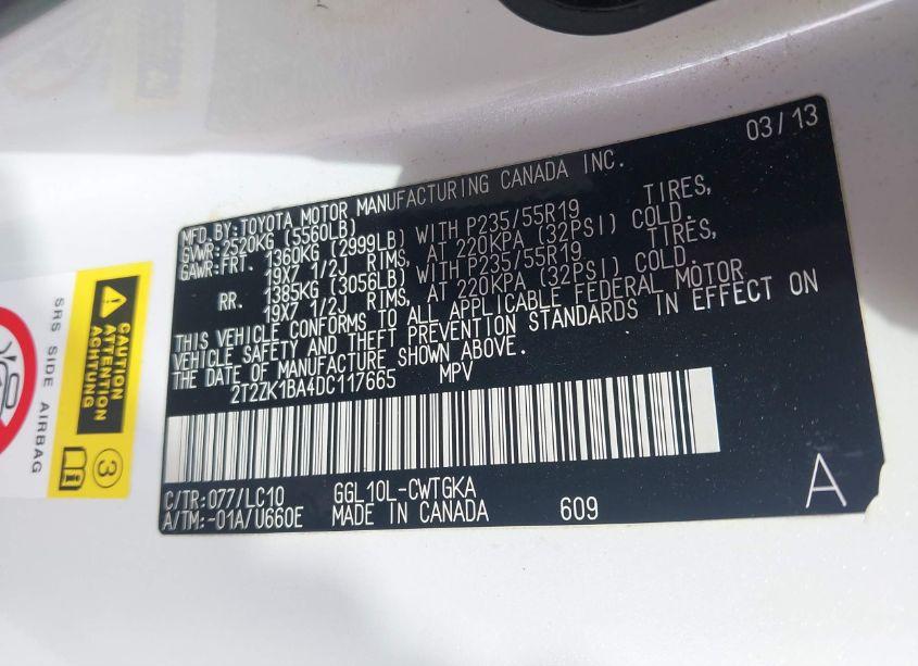 Photo 9 of 2013 Lexus Rx 350 (VIN 2T2ZK1BA4DC117665)