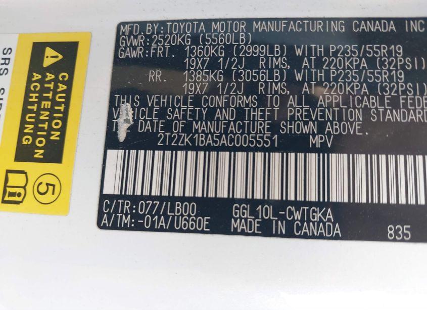 Photo 9 of 2010 Lexus Rx 350 (VIN 2T2ZK1BA5AC005551)