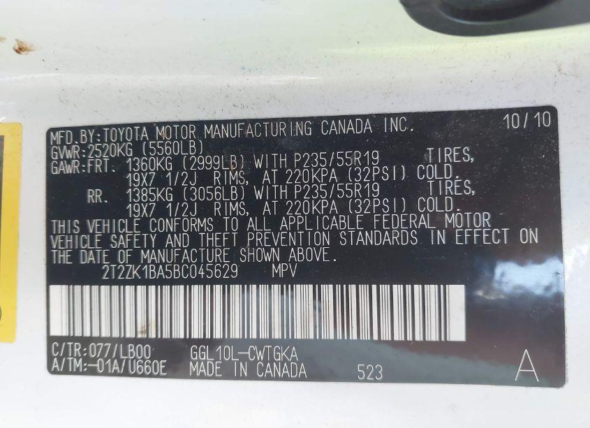 Photo 9 of 2011 Lexus Rx 350 (VIN 2T2ZK1BA5BC045629)