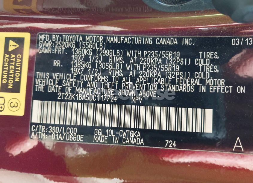 Photo 9 of 2013 Lexus Rx 350 (VIN 2T2ZK1BA5DC117724)