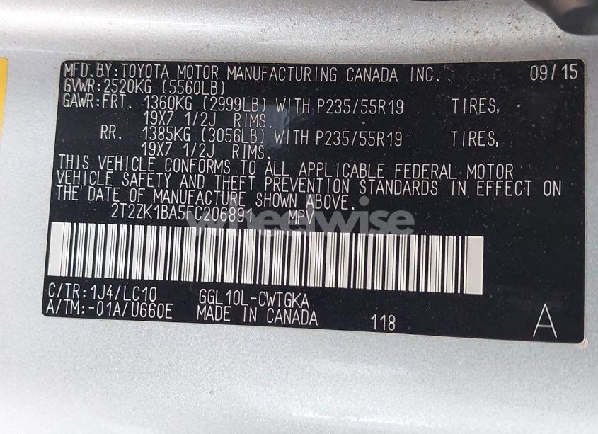 Photo 9 of 2015 Lexus Rx 350 (VIN 2T2ZK1BA5FC206891)