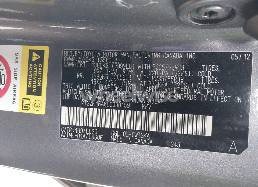 Photo 9 of 2013 Lexus Rx 350 (VIN 2T2ZK1BA6DC090159)