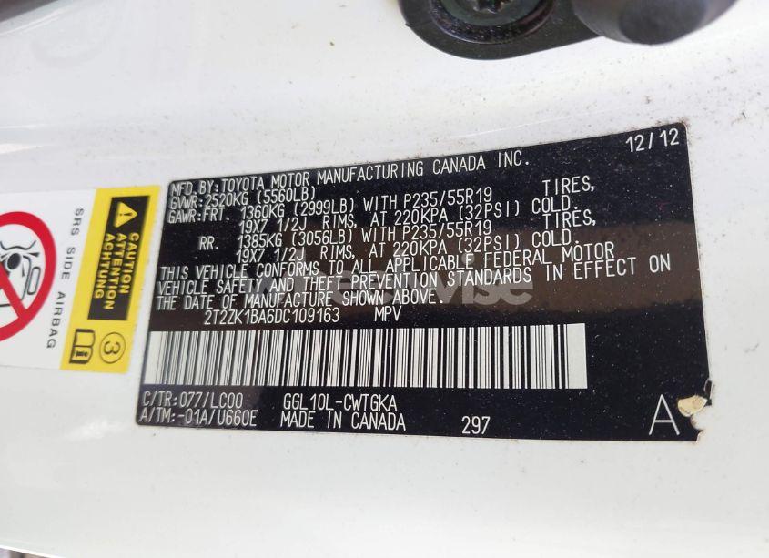 Photo 9 of 2013 Lexus Rx 350 (VIN 2T2ZK1BA6DC109163)