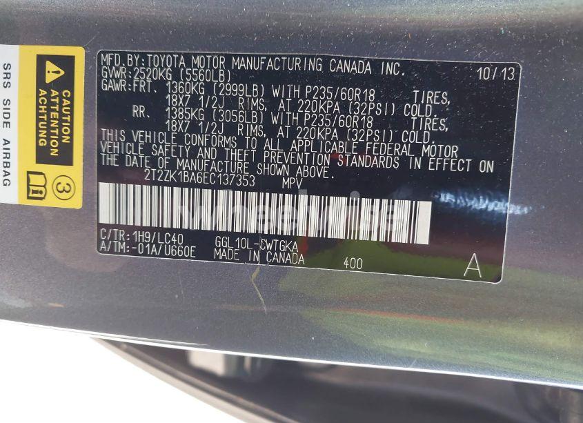 Photo 9 of 2014 Lexus Rx 350 (VIN 2T2ZK1BA6EC137353)