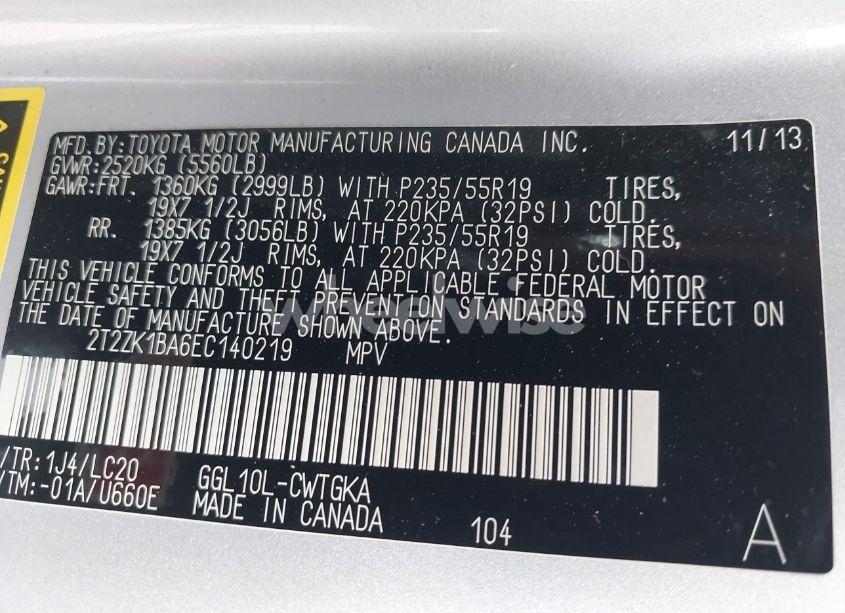 Photo 9 of 2014 Lexus Rx 350 (VIN 2T2ZK1BA6EC140219)