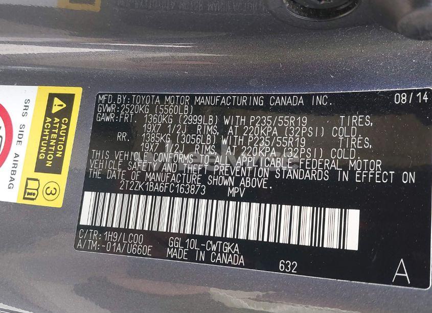 Photo 9 of 2015 Lexus Rx 350 (VIN 2T2ZK1BA6FC163873)