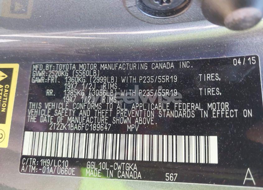 Photo 9 of 2015 Lexus Rx 350 (VIN 2T2ZK1BA6FC189647)