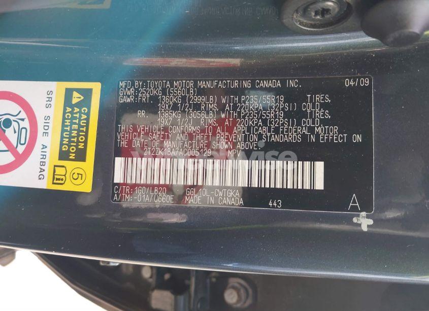 Photo 9 of 2010 Lexus Rx 350 (VIN 2T2ZK1BA7AC005129)