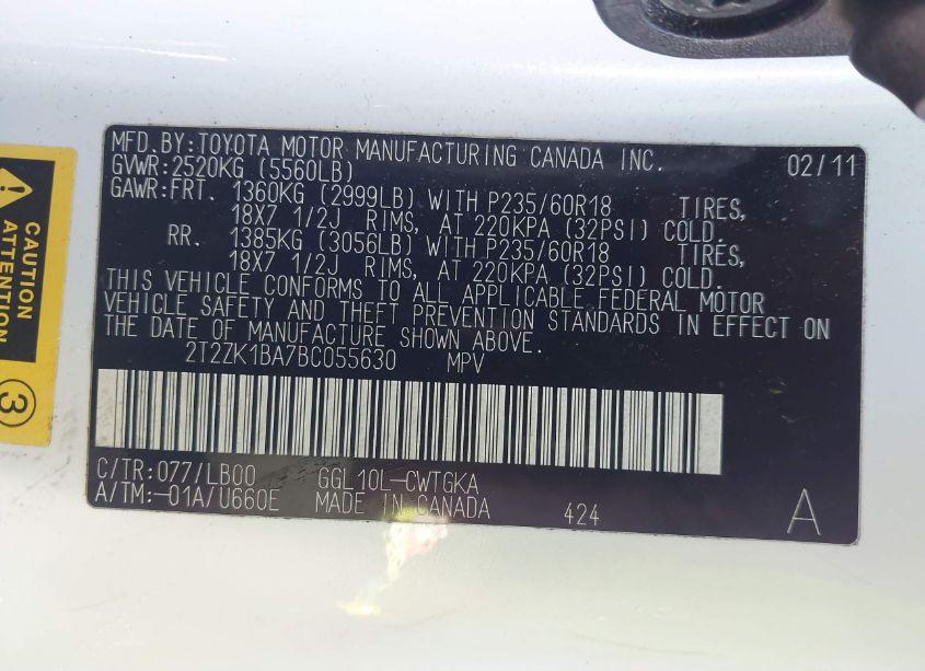 Photo 9 of 2011 Lexus Rx 350 (VIN 2T2ZK1BA7BC055630)