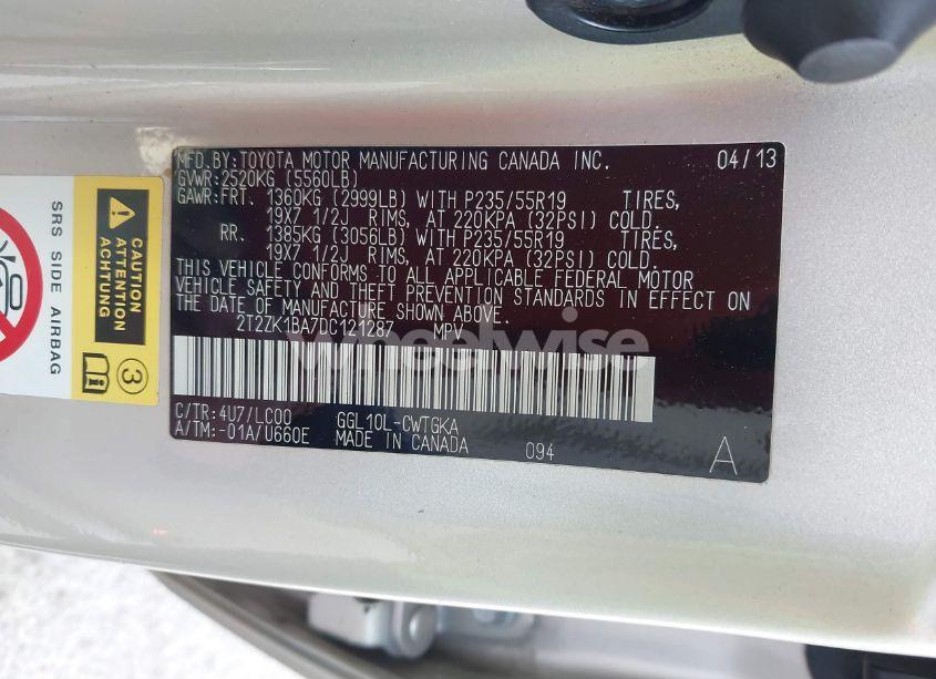 Photo 9 of 2013 Lexus Rx 350 (VIN 2T2ZK1BA7DC121287)