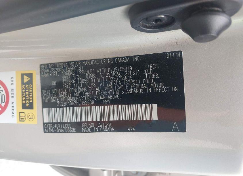 Photo 9 of 2015 Lexus Rx 350 (VIN 2T2ZK1BA7FC152638)