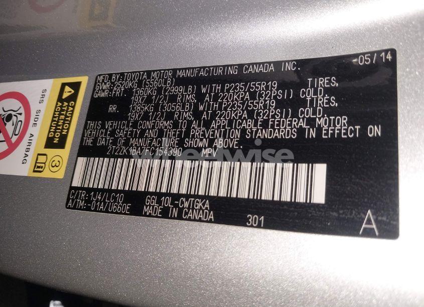 Photo 9 of 2015 Lexus Rx 350 (VIN 2T2ZK1BA7FC154390)