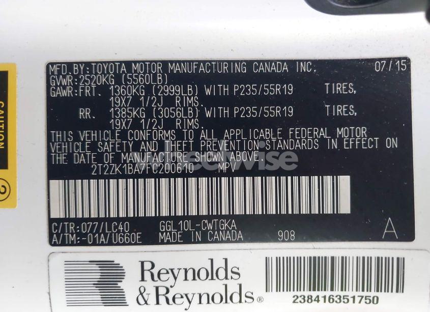 Photo 9 of 2015 Lexus Rx 350 (VIN 2T2ZK1BA7FC200610)