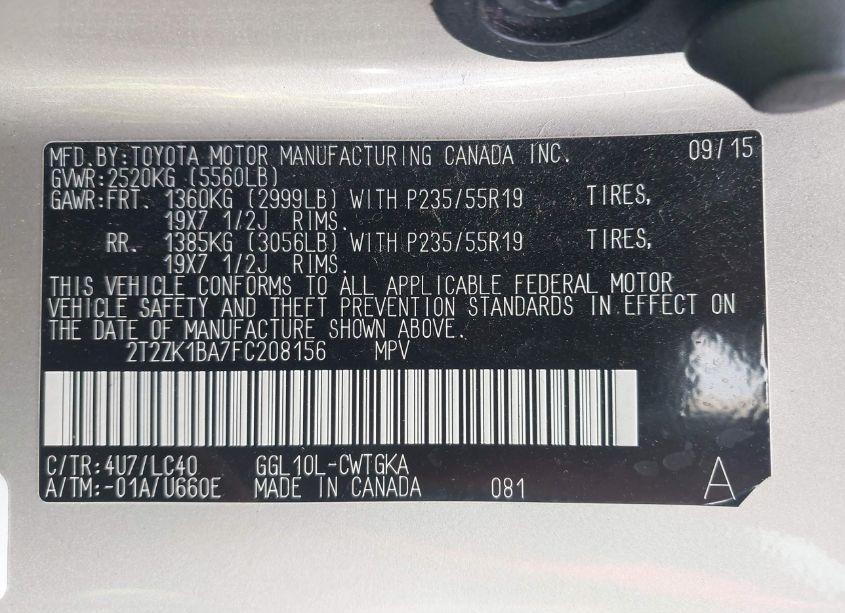 Photo 9 of 2015 Lexus Rx 350 (VIN 2T2ZK1BA7FC208156)