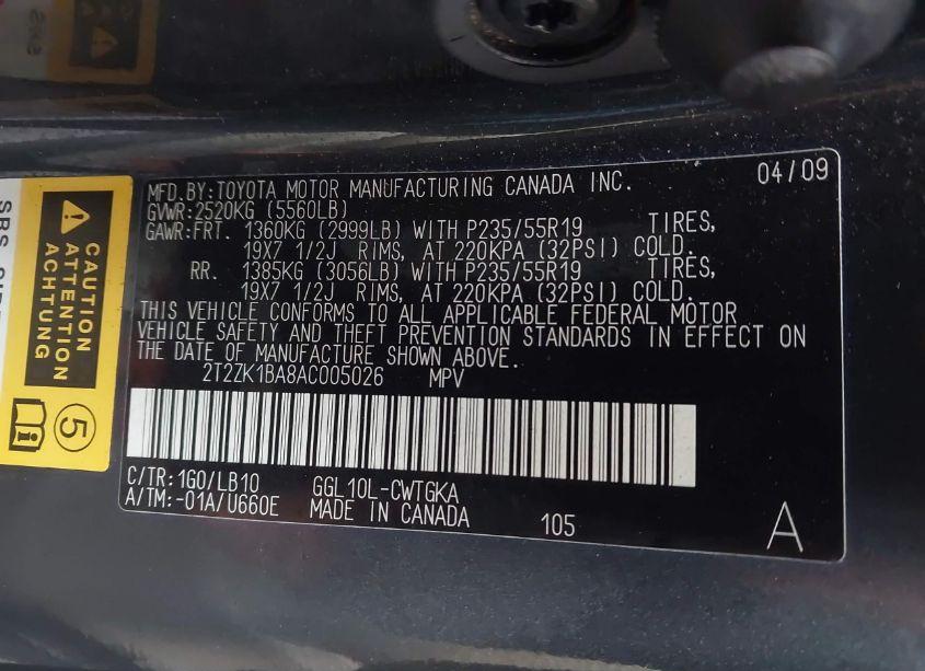 Photo 9 of 2010 Lexus Rx 350 (VIN 2T2ZK1BA8AC005026)