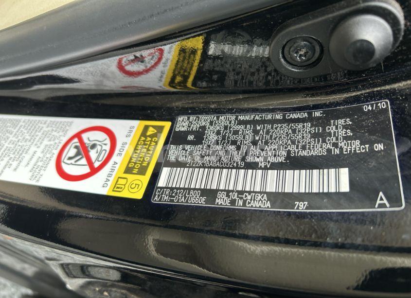 Photo 9 of 2010 Lexus Rx 350 (VIN 2T2ZK1BA8AC032419)