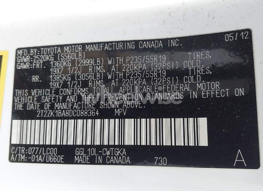 Photo 9 of 2013 Lexus Rx 350 (VIN 2T2ZK1BA8DC088364)