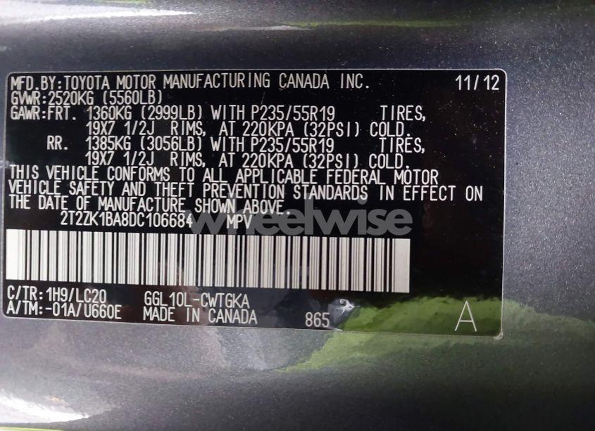 Photo 9 of 2013 Lexus Rx 350 (VIN 2T2ZK1BA8DC106684)