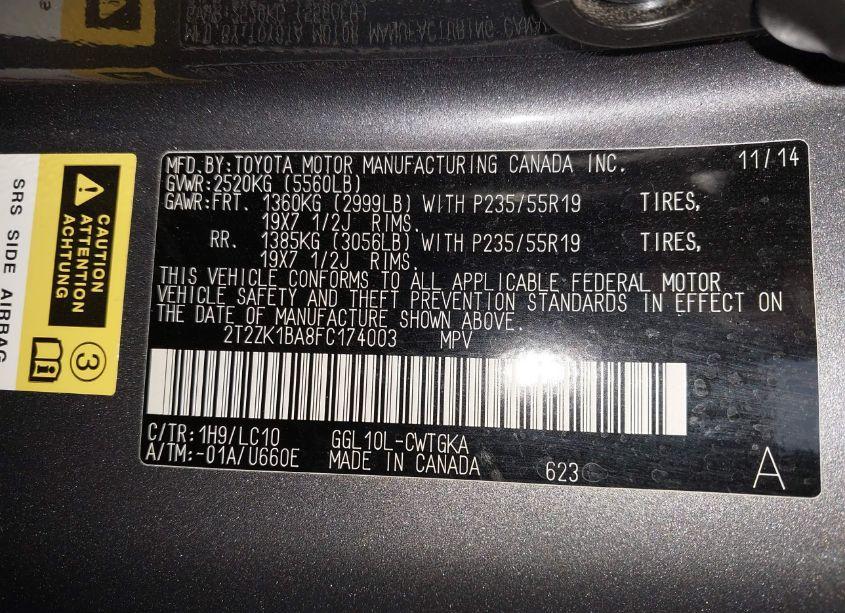 Photo 9 of 2015 Lexus Rx 350 (VIN 2T2ZK1BA8FC174003)