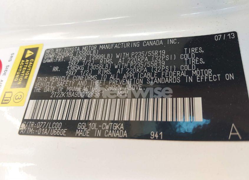 Photo 9 of 2013 Lexus Rx 350 (VIN 2T2ZK1BA9DC128581)