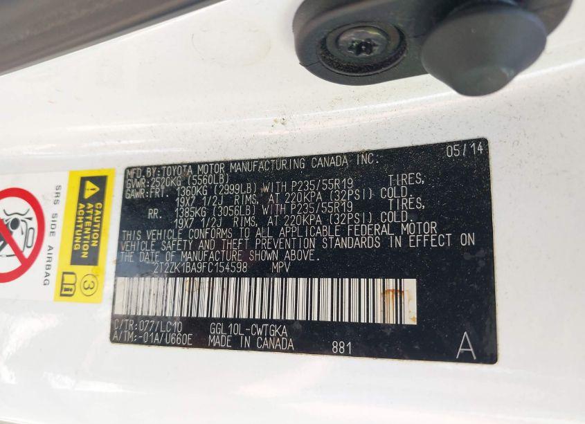 Photo 9 of 2015 Lexus Rx 350 (VIN 2T2ZK1BA9FC154598)