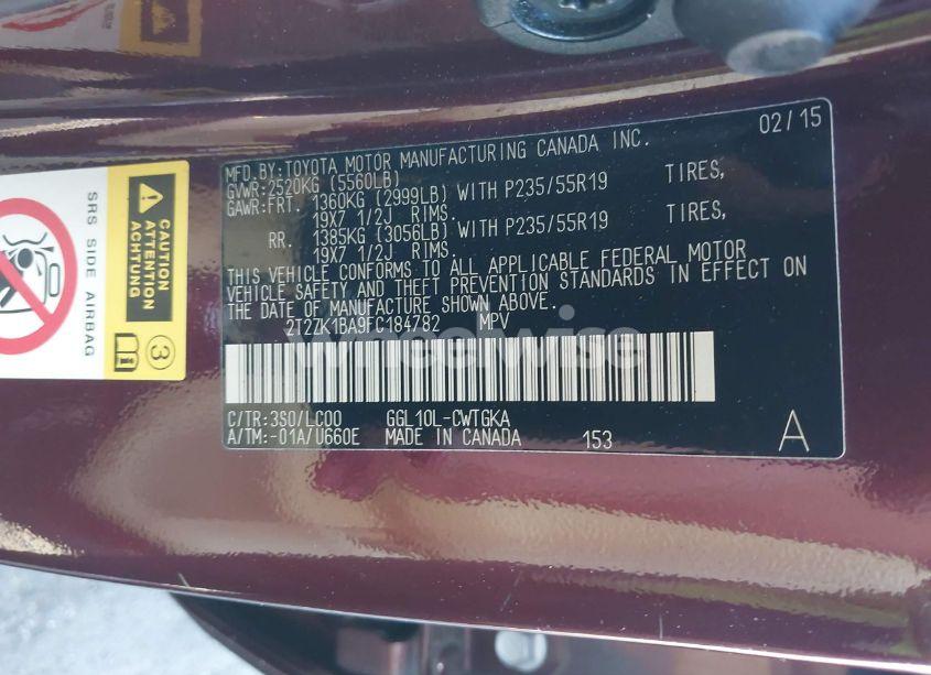 Photo 9 of 2015 Lexus Rx 350 (VIN 2T2ZK1BA9FC184782)