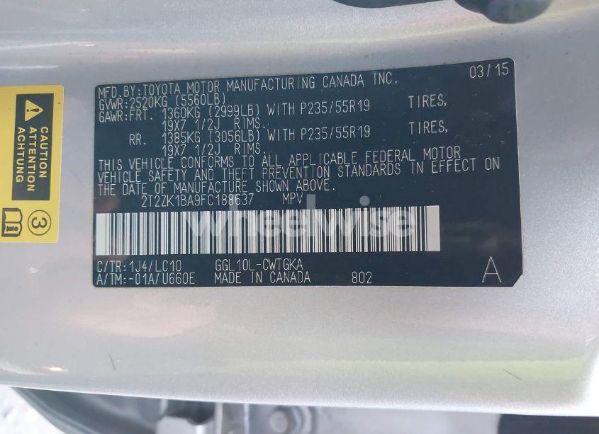 Photo 9 of 2015 Lexus Rx 350 (VIN 2T2ZK1BA9FC188637)