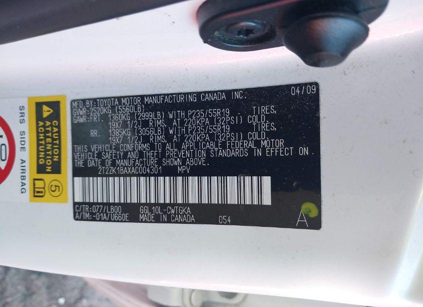 Photo 9 of 2010 Lexus Rx 350 (VIN 2T2ZK1BAXAC004301)