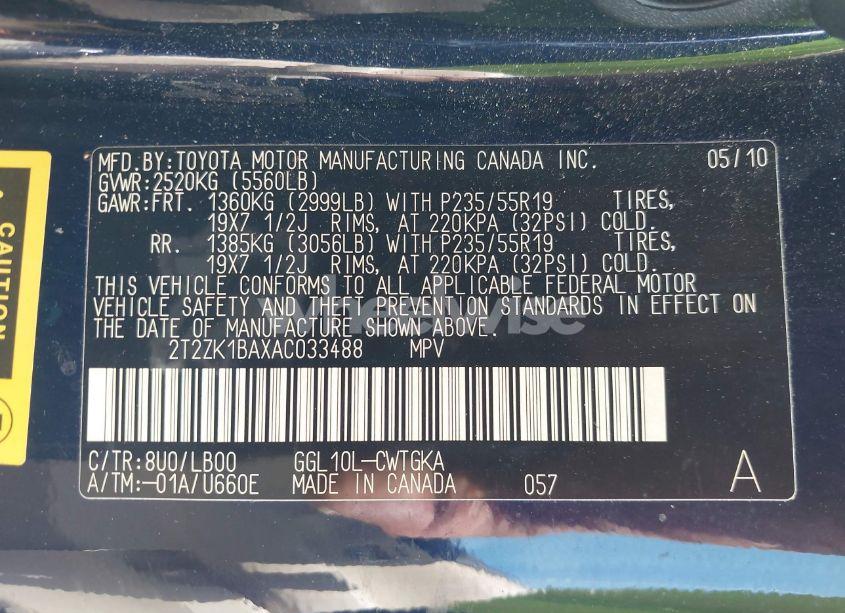 Photo 9 of 2010 Lexus Rx 350 (VIN 2T2ZK1BAXAC033488)