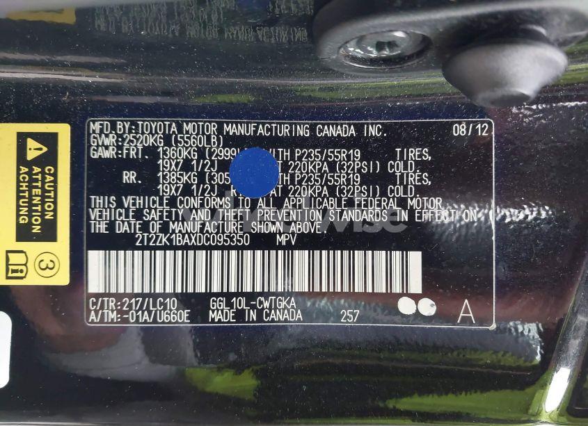 Photo 9 of 2013 Lexus Rx 350 (VIN 2T2ZK1BAXDC095350)
