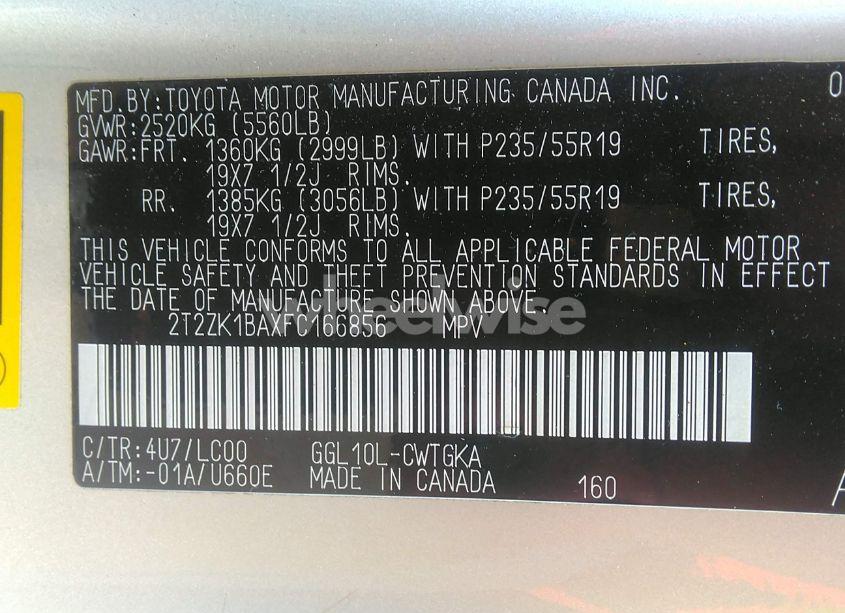 Photo 9 of 2015 Lexus Rx 350 (VIN 2T2ZK1BAXFC166856)