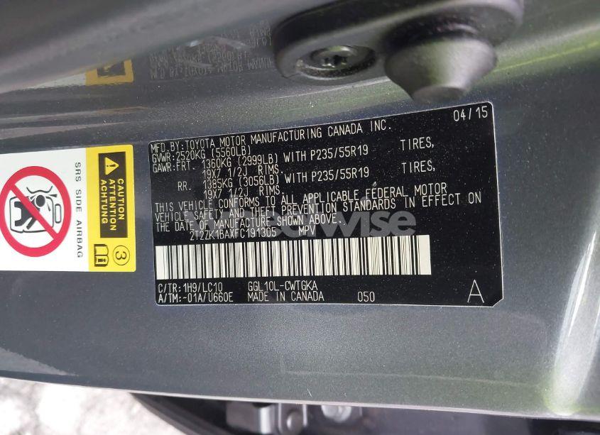 Photo 9 of 2015 Lexus Rx 350 (VIN 2T2ZK1BAXFC191305)