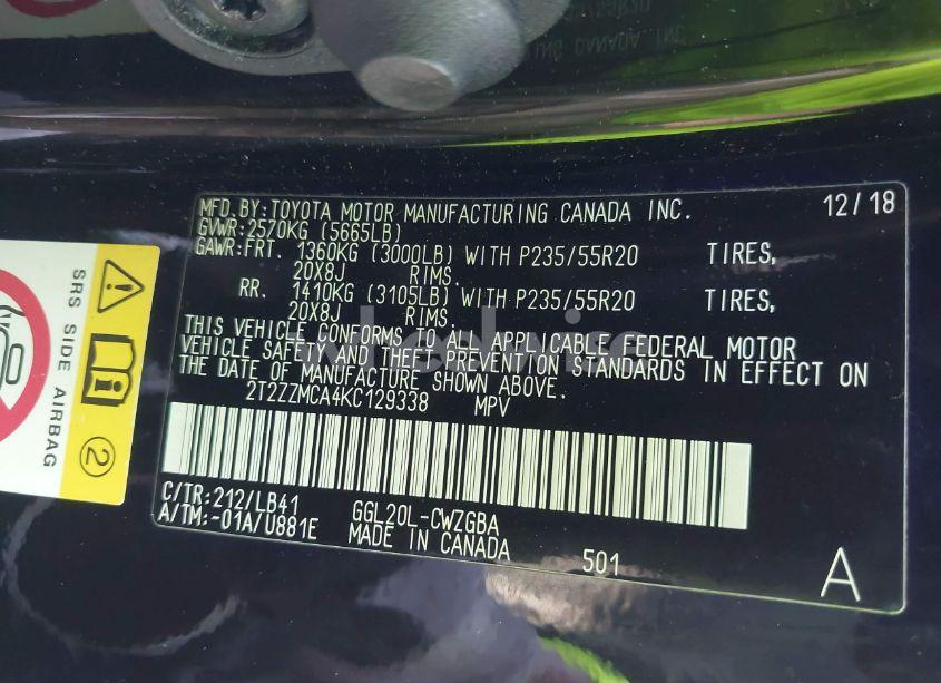 Photo 9 of 2019 Lexus Rx 350 (VIN 2T2ZZMCA4KC129338)