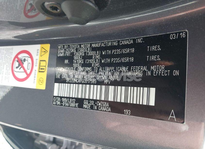 Photo 9 of 2016 Lexus Rx 350 (VIN 2T2ZZMCA7GC017589)