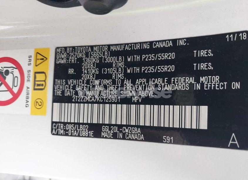 Photo 9 of 2019 Lexus Rx 350 (VIN 2T2ZZMCA7KC125901)