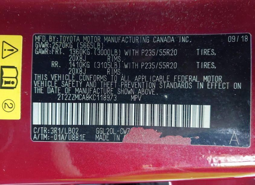 Photo 9 of 2019 Lexus Rx 350 (VIN 2T2ZZMCA8KC118973)