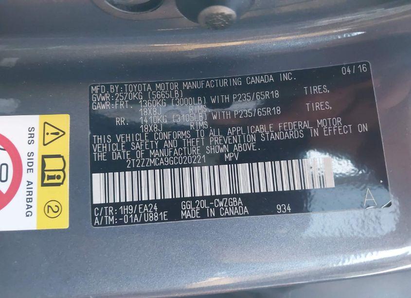 Photo 9 of 2016 Lexus Rx 350 (VIN 2T2ZZMCA9GC020221)