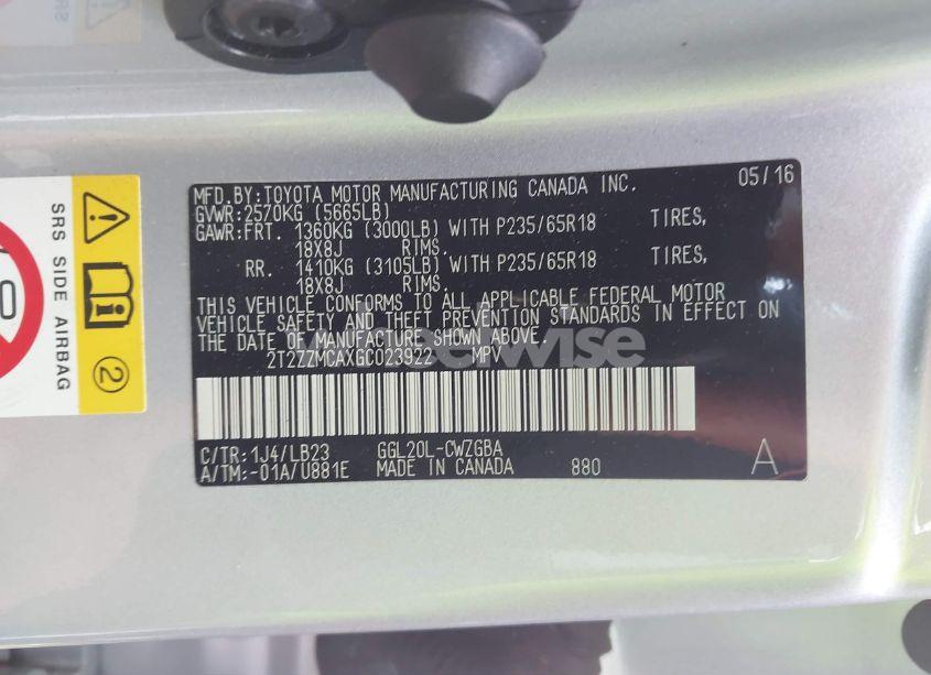 Photo 9 of 2016 Lexus Rx 350 (VIN 2T2ZZMCAXGC023922)