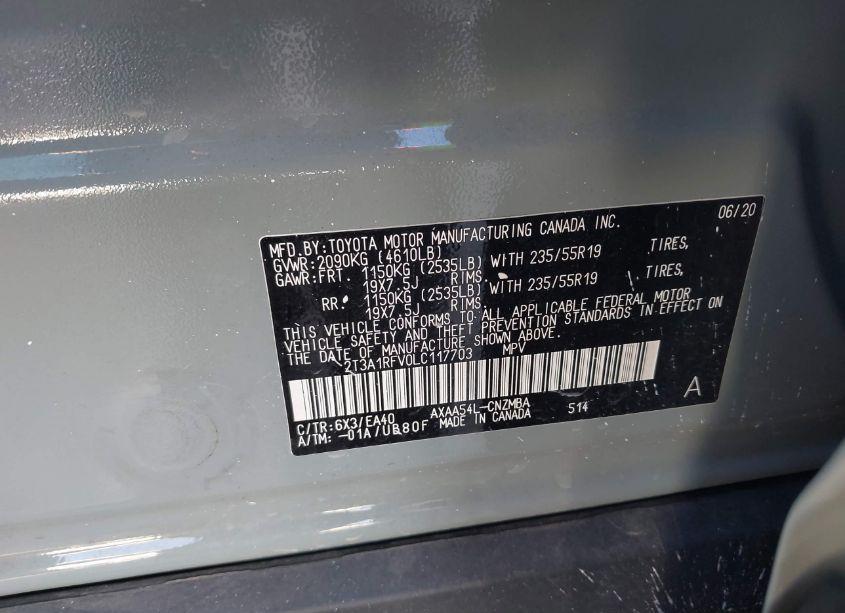Photo 9 of 2020 Toyota Rav4 XLE PREMIUM (VIN 2T3A1RFV0LC117703)