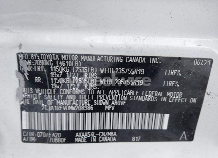 Photo 9 of 2021 Toyota Rav4 XLE PREMIUM (VIN 2T3A1RFV0MW208986)