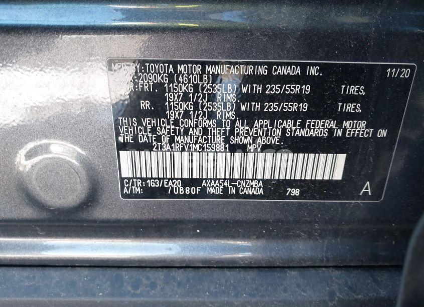 Photo 9 of 2021 Toyota Rav4 XLE PREMIUM (VIN 2T3A1RFV1MC159881)